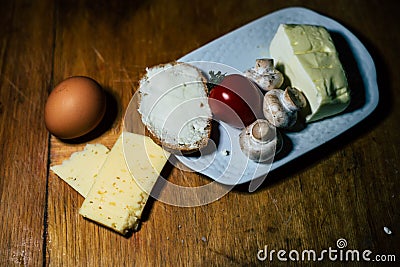 A plate of food and meat Stock Photo